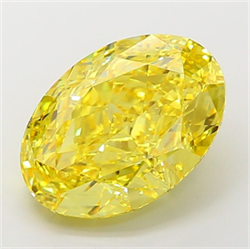 Picture of Lab Grown Diamond 9.05 Carats, Oval with  Cut, Fancy Vivid Yellow Color, VS1 Clarity and Certified by IGI