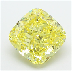 Picture of Lab Grown Diamond 5.07 Carats, CUSHION MODIFIED with  Cut, Fancy Intense Yellow Color, VS1 Clarity and Certified by IGI
