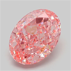 Picture of Lab Grown Diamond 3.08 Carats, Oval with  Cut, Fancy Vivid Pink Color, VVS2 Clarity and Certified by IGI