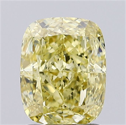 Picture of Lab Grown Diamond 1.79 Carats, CUSHION MODIFIED with  Cut, Fancy Intense Yellow Color, VS2 Clarity and Certified by IGI