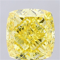 Picture of Lab Grown Diamond 4.01 Carats, CUSHION MODIFIED with  Cut, Fancy Vivid Yellow Color, VS2 Clarity and Certified by IGI