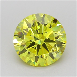 Picture of Lab Grown Diamond 1.61 Carats, Round with Ideal Cut, Fancy Vivid Yellow Color, VVS2 Clarity and Certified by IGI