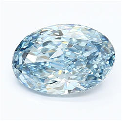 Picture of Lab Grown Diamond 1.65 Carats, Oval with  Cut, Fancy Vivid Blue Color, VS1 Clarity and Certified by IGI