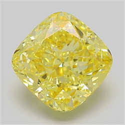 Picture of Lab Grown Diamond 3.61 Carats, CUSHION MODIFIED with  Cut, Fancy Vivid Yellow Color, VS1 Clarity and Certified by IGI