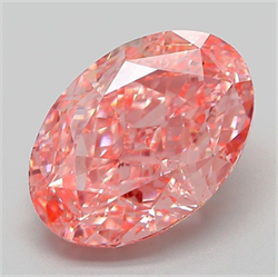 Picture of Lab Grown Diamond 4.64 Carats, Oval with  Cut, Fancy Vivid Pink Color, VS1 Clarity and Certified by IGI