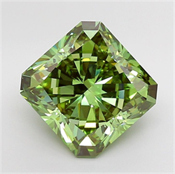 Picture of Lab Grown Diamond 7.28 Carats, SQUARE RADIANT with  Cut, Fancy Vivid Green Color, VS2 Clarity and Certified by IGI