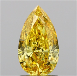 Picture of Lab Grown Diamond 1.35 Carats, Pear with  Cut, Fancy Vivid Yellow Color, VS1 Clarity and Certified by IGI