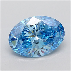 Picture of Lab Grown Diamond 4.09 Carats, Oval with  Cut, Fancy Vivid Blue Color, VS2 Clarity and Certified by IGI
