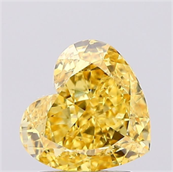 Picture of Lab Grown Diamond 1.75 Carats, Heart with  Cut, Fancy Vivid Yellow Color, VS1 Clarity and Certified by IGI
