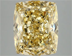Picture of Lab Grown Diamond 4.10 Carats, CUSHION MODIFIED with  Cut, Fancy Intense Yellow Color, VS1 Clarity and Certified by IGI