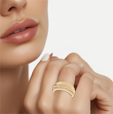 Anillo de cóctel o aniversario con diamantes naturales de 3/4 quilates