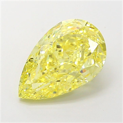 Picture of Lab Grown Diamond 4.02 Carats, Pear with  Cut, Fancy Vivid Yellow Color, VS1 Clarity and Certified by IGI