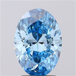 Picture of Lab Grown Diamond 1.95 Carats, Oval with  Cut, Fancy Vivid Blue Color, VS2 Clarity and Certified by IGI