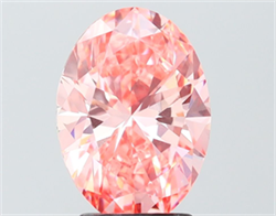 Picture of Lab Grown Diamond 3.01 Carats, Oval with  Cut, Fancy Vivid Pink Color, VS1 Clarity and Certified by IGI