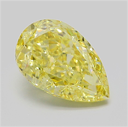 Picture of Lab Grown Diamond 3.07 Carats, Pear with  Cut, Fancy Intense Yellow Color, VS1 Clarity and Certified by IGI