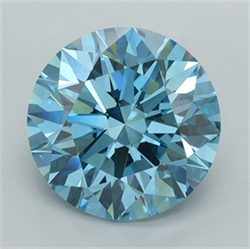 Picture of Lab Grown Diamond 3.06 Carats, Round with Ideal Cut, Fancy Vivid Blue Color, VVS2 Clarity and Certified by IGI