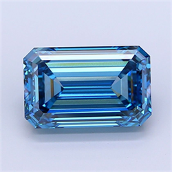 Picture of Lab Grown Diamond 8.18 Carats, Emerald with  Cut, Fancy Vivid Blue Color, VS1 Clarity and Certified by IGI