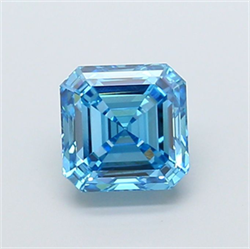 Picture of Lab Grown Diamond 3.05 Carats, Asscher with  Cut, Fancy Vivid Blue Color, VS1 Clarity and Certified by IGI