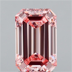 Picture of Lab Grown Diamond 3.00 Carats, Emerald with  Cut, Fancy Intense Pink Color, VVS2 Clarity and Certified by IGI
