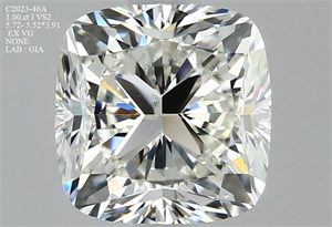 Foto Diamante Natural 1.00 quilates, Del cojín , Color I, claridad VS2 y certificado GIA de