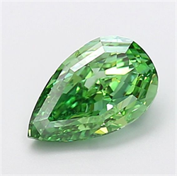 Picture of Lab Grown Diamond 1.74 Carats, Pear with  Cut, Fancy Vivid Green Color, VS1 Clarity and Certified by IGI