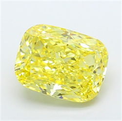 Picture of Lab Grown Diamond 4.88 Carats, CUSHION MODIFIED with  Cut, Fancy Vivid Yellow Color, VS1 Clarity and Certified by IGI