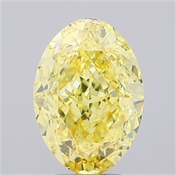 Picture of Lab Grown Diamond 4.59 Carats, Oval with  Cut, Fancy Vivid Yellow Color, VS1 Clarity and Certified by IGI