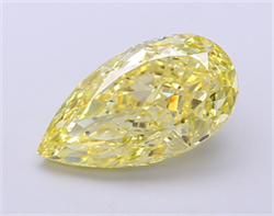 Picture of Lab Grown Diamond 5.02 Carats, Pear with  Cut, Fancy Vivid Yellow Color, VS1 Clarity and Certified by IGI