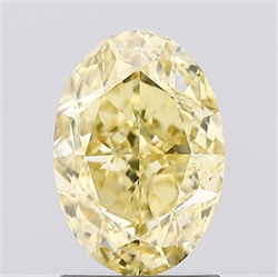 Picture of Lab Grown Diamond 1.56 Carats, Oval with  Cut, Fancy Intense Yellow Color, VS1 Clarity and Certified by IGI