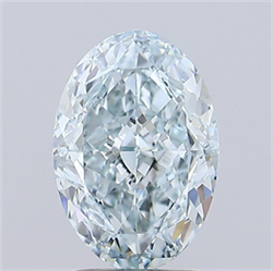 Picture of Lab Grown Diamond 3.05 Carats, Oval with  Cut, Fancy Light Green Color, VS1 Clarity and Certified by IGI