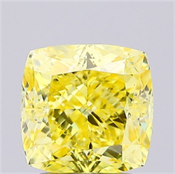 Picture of Lab Grown Diamond 2.39 Carats, CUSHION MODIFIED with  Cut, Fancy Intense Yellow Color, VS1 Clarity and Certified by IGI