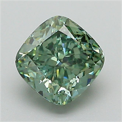 Picture of Lab Grown Diamond 1.32 Carats, CUSHION MODIFIED with  Cut, Fancy Vivid Green Color, VS1 Clarity and Certified by IGI