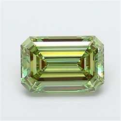 Picture of Lab Grown Diamond 1.57 Carats, Emerald with  Cut, Fancy Vivid Green Color, VVS2 Clarity and Certified by IGI