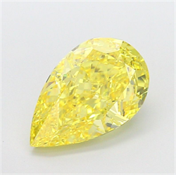 Picture of Lab Grown Diamond 4.00 Carats, Pear with  Cut, Fancy Vivid Yellow Color, VS1 Clarity and Certified by IGI