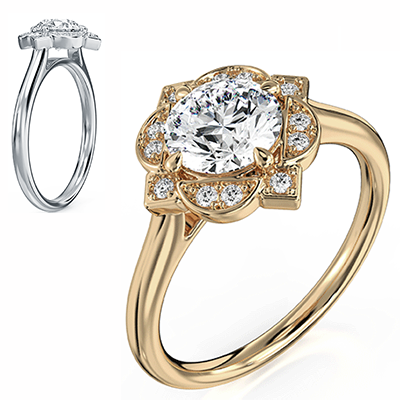 Vintage Geometric style Art Deco engagement ring