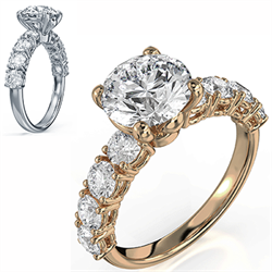 Picture of 1.36 carat Lab diamonds F VVS2 Ideal Cut sides, engagement ring setting for all shapes and carats 