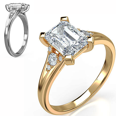 Emerald engagement ring setting