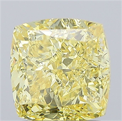 Picture of Lab Grown Diamond 2.66 Carats, CUSHION MODIFIED with  Cut, Fancy Vivid Yellow Color, VS2 Clarity and Certified by IGI