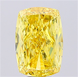 Picture of Lab Grown Diamond 8.54 Carats, CUSHION MODIFIED with  Cut, Fancy Vivid Yellow Color, VS1 Clarity and Certified by IGI