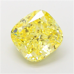 Picture of Lab Grown Diamond 5.21 Carats, CUSHION MODIFIED with  Cut, Fancy Intense Yellow Color, VS1 Clarity and Certified by IGI
