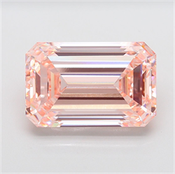 Picture of Lab Grown Diamond 15.11 Carats, Emerald with  Cut, Fancy Intense Pink Color, VVS2 Clarity and Certified by IGI