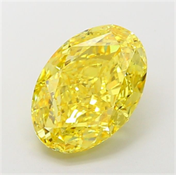 Picture of Lab Grown Diamond 5.51 Carats, Oval with  Cut, Fancy Vivid Yellow Color, VS1 Clarity and Certified by IGI