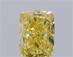 Picture of Lab Grown Diamond 4.06 Carats, CUSHION MODIFIED with  Cut, Fancy Intense Yellow Color, VS1 Clarity and Certified by IGI