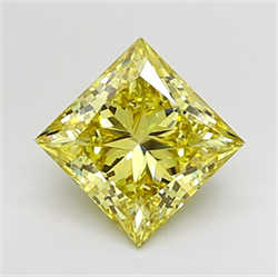 Picture of Lab Grown Diamond 3.08 Carats, Princess with  Cut, Fancy Intense Yellow Color, VVS2 Clarity and Certified by IGI