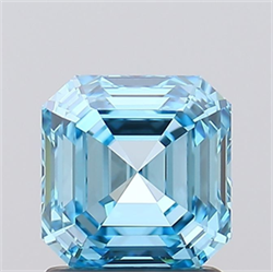 Picture of Lab Grown Diamond 1.50 Carats, Asscher with  Cut, Fancy Vivid Blue Color, VVS1 Clarity and Certified by IGI