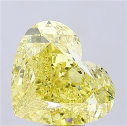 Picture of Lab Grown Diamond 11.41 Carats, Heart with  Cut, Fancy Vivid Yellow Color, VS2 Clarity and Certified by IGI