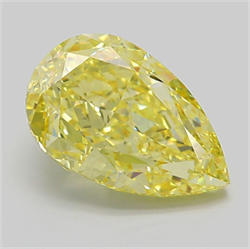 Picture of Lab Grown Diamond 4.15 Carats, Pear with  Cut, Fancy Intense Yellow Color, VVS2 Clarity and Certified by IGI