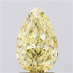Picture of Lab Grown Diamond 1.71 Carats, Pear with  Cut, Fancy Intense Yellow Color, VS2 Clarity and Certified by IGI