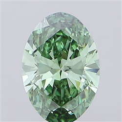 Picture of Lab Grown Diamond 6.57 Carats, Oval with  Cut, Fancy Vivid Green Color, VVS2 Clarity and Certified by IGI
