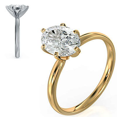 6 prongs Oval diamond engagement ring setting